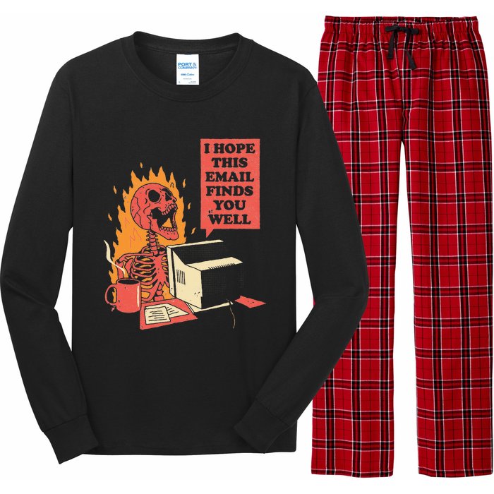 I Hope This Email Find You Well Fire Burn Skeleton Halloween Long Sleeve Pajama Set