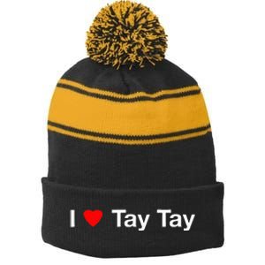 I Heart Tay Tay Stripe Pom Pom Beanie