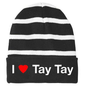 I Heart Tay Tay Striped Beanie with Solid Band