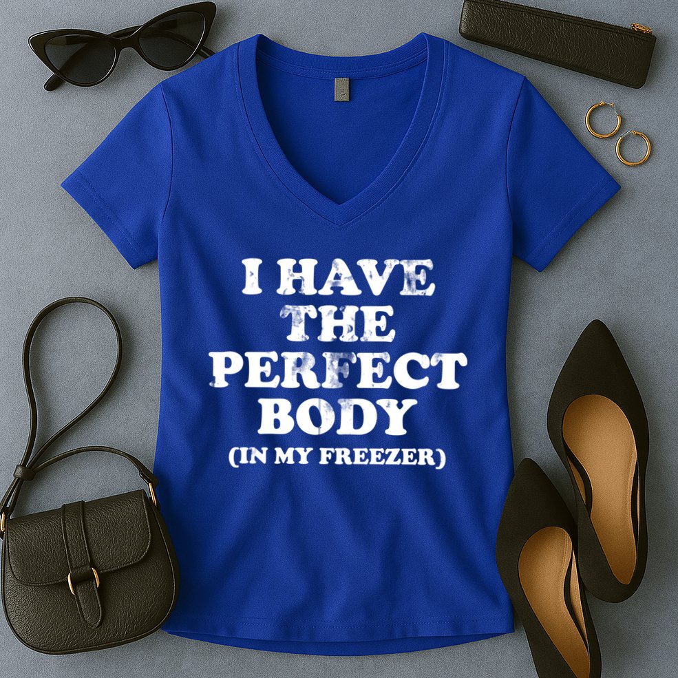 I Have The Perfect Body In My Freezer Funny Women's V-Neck T-Shirt