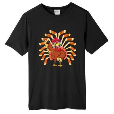 Ice Hockey Thanksgiving Turkey Playing Hockey Meaningful Gift Tall Fusion ChromaSoft Performance T-Shirt