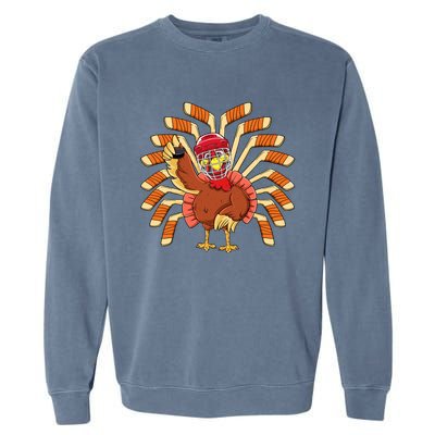 Ice Hockey Thanksgiving Turkey Playing Hockey Meaningful Gift Garment-Dyed Sweatshirt