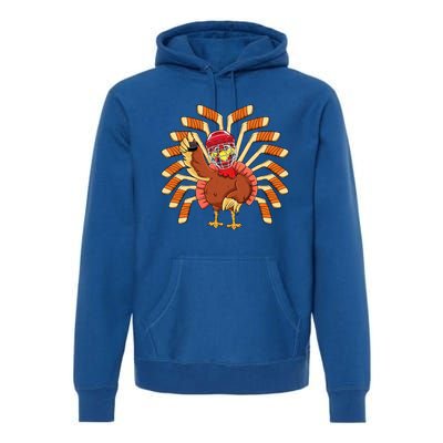 Ice Hockey Thanksgiving Turkey Playing Hockey Meaningful Gift Premium Hoodie