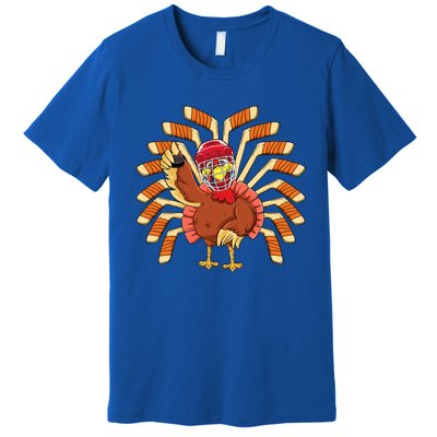 Ice Hockey Thanksgiving Turkey Playing Hockey Meaningful Gift Premium T-Shirt