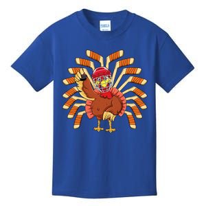 Ice Hockey Thanksgiving Turkey Playing Hockey Meaningful Gift Kids T-Shirt