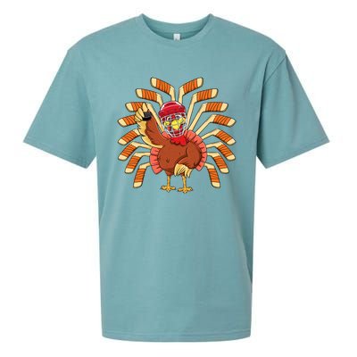 Ice Hockey Thanksgiving Turkey Playing Hockey Meaningful Gift Sueded Cloud Jersey T-Shirt