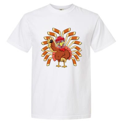 Ice Hockey Thanksgiving Turkey Playing Hockey Meaningful Gift Garment-Dyed Heavyweight T-Shirt