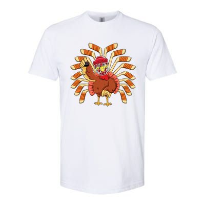 Ice Hockey Thanksgiving Turkey Playing Hockey Meaningful Gift Softstyle CVC T-Shirt