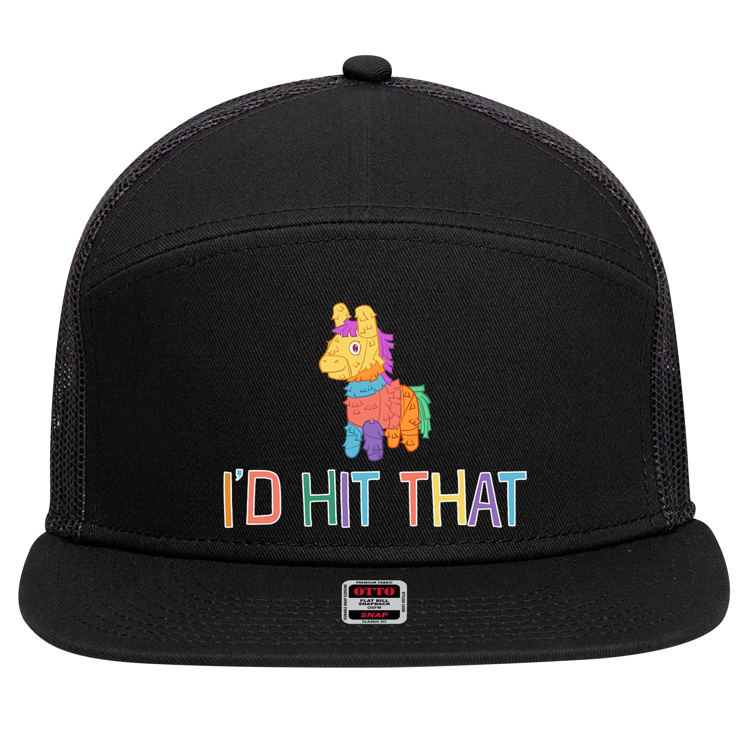 I'd Hit That Pinata Funny 7 Panel Mesh Trucker Snapback Hat