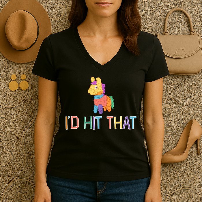 I'd Hit That Pinata Funny Women's V-Neck T-Shirt