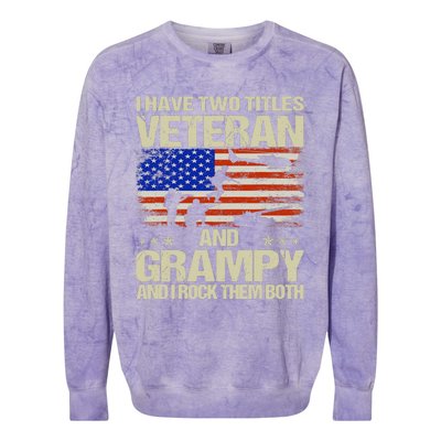 I Have Two Titles Veteran And Grampy Retro Father's Day Colorblast Crewneck Sweatshirt