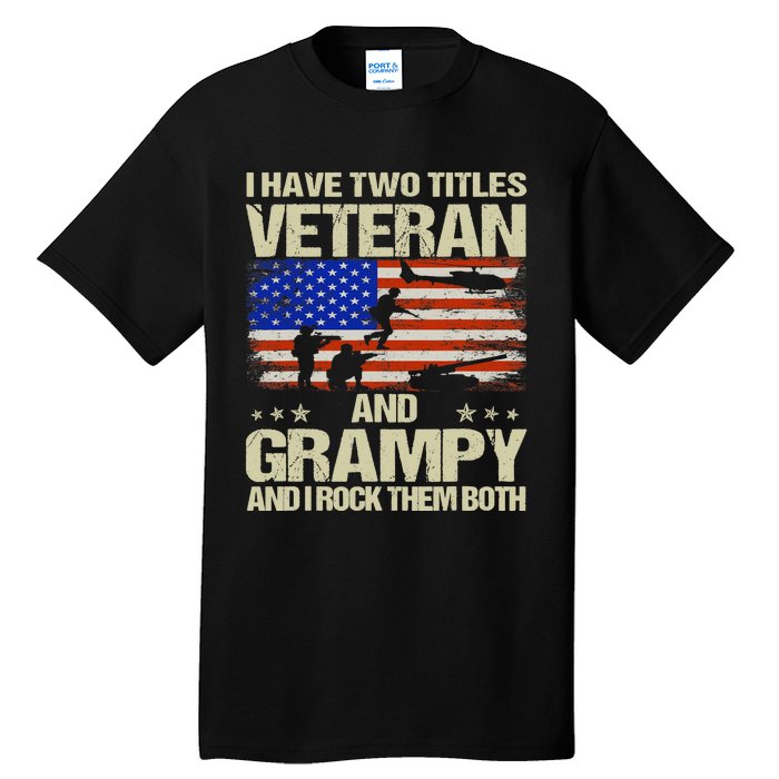 I Have Two Titles Veteran And Grampy Retro Father's Day Tall T-Shirt