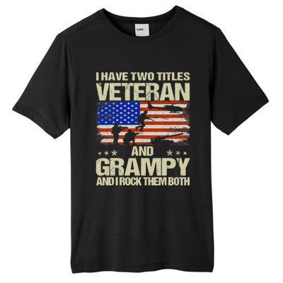 I Have Two Titles Veteran And Grampy Retro Father's Day Tall Fusion ChromaSoft Performance T-Shirt