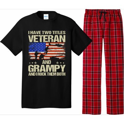 I Have Two Titles Veteran And Grampy Retro Father's Day Pajama Set