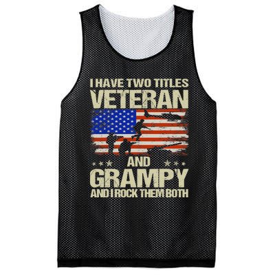 I Have Two Titles Veteran And Grampy Retro Father's Day Mesh Reversible Basketball Jersey Tank