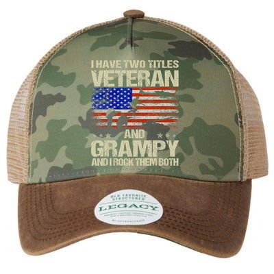 I Have Two Titles Veteran And Grampy And I Rock Them Both Legacy Tie Dye Trucker Hat