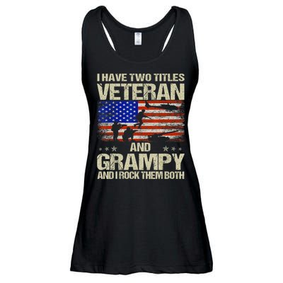I Have Two Titles Veteran And Grampy And I Rock Them Both Ladies Essential Flowy Tank