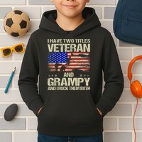 I Have Two Titles Veteran And Grampy And I Rock Them Both Kids Hoodie