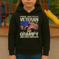 I Have Two Titles Veteran And Grampy And I Rock Them Both Kids Hoodie