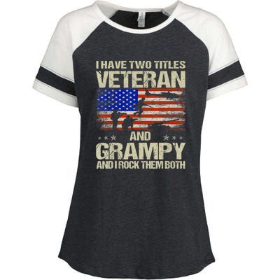 I Have Two Titles Veteran And Grampy And I Rock Them Both Enza Ladies Jersey Colorblock Tee