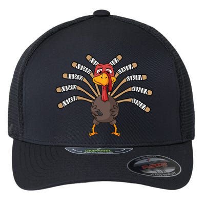 Ice Hockey Thanksgiving Turkey Gift Flexfit Unipanel Trucker Cap