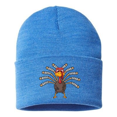 Ice Hockey Thanksgiving Turkey Gift Sustainable Knit Beanie