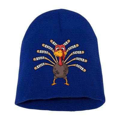 Ice Hockey Thanksgiving Turkey Gift Short Acrylic Beanie