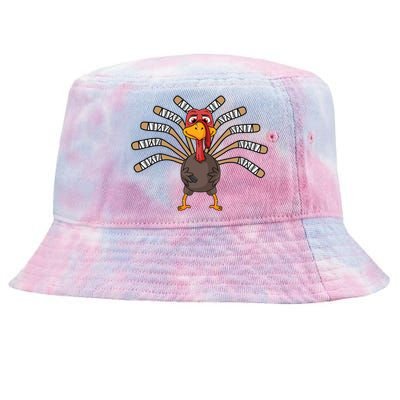 Ice Hockey Thanksgiving Turkey Gift Tie-Dyed Bucket Hat