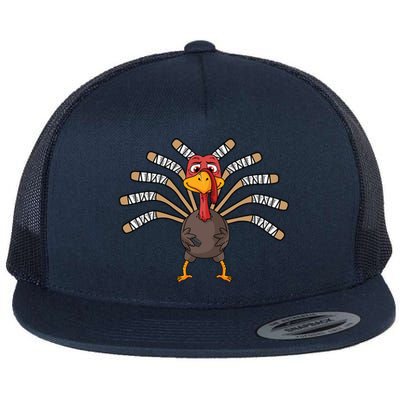 Ice Hockey Thanksgiving Turkey Gift Flat Bill Trucker Hat