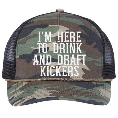 Im Here To Draft Kickers Funny Draft Party Fantasy Football Retro Rope Trucker Hat Cap