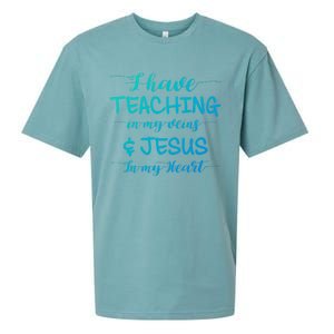 I Have Teaching In My Veins And Jesus In My Heart Teacher Gift Sueded Cloud Jersey T-Shirt