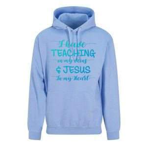 I Have Teaching In My Veins And Jesus In My Heart Teacher Gift Unisex Surf Hoodie