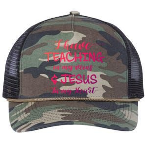 I Have Teaching In My Veins And Jesus In My Heart Teacher Gift Retro Rope Trucker Hat Cap