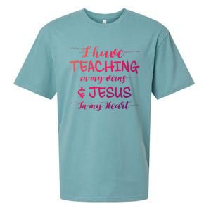 I Have Teaching In My Veins And Jesus In My Heart Teacher Gift Sueded Cloud Jersey T-Shirt