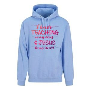 I Have Teaching In My Veins And Jesus In My Heart Teacher Gift Unisex Surf Hoodie