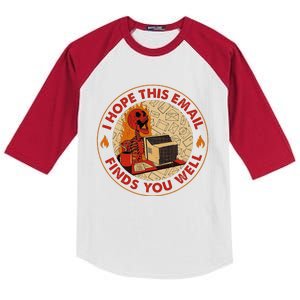 I Hope This Email Finds You Well Funny Skeleton Halloween Kids Colorblock Raglan Jersey