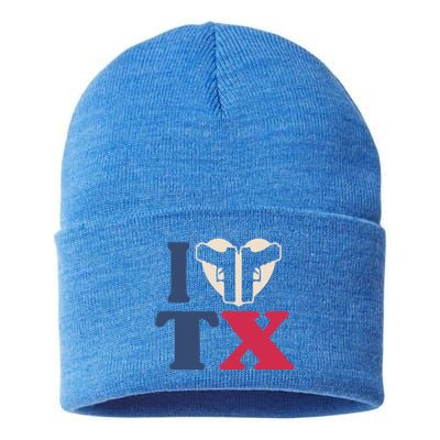 I Heart Texas Tx Love Pro Usa 2nd Adt Pro Gun Gift Sustainable Knit Beanie