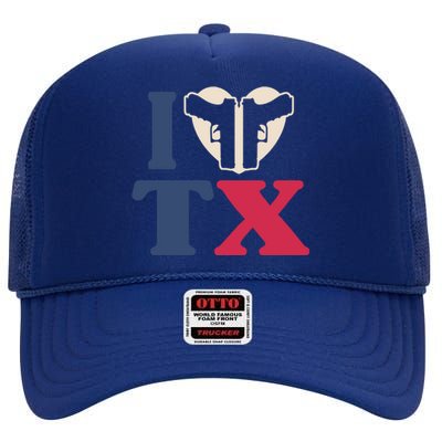 I Heart Texas Tx Love Pro Usa 2nd Adt Pro Gun Gift High Crown Mesh Back Trucker Hat