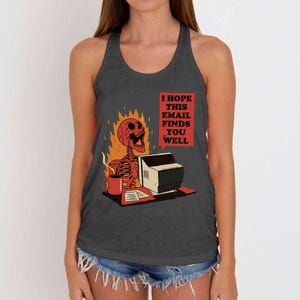 I Hope This Email Finds You Well Funny Skeleton Women's Knotted Racerback Tank