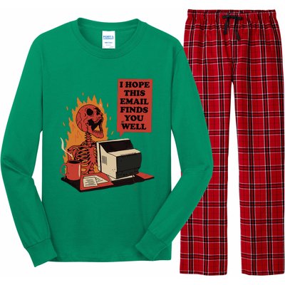 I Hope This Email Finds You Well Funny Skeleton Long Sleeve Pajama Set