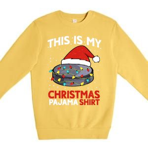 Ice Hockey This Is My Pajama Christmas Gift Premium Crewneck Sweatshirt