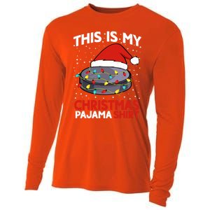 Ice Hockey This Is My Pajama Christmas Gift Cooling Performance Long Sleeve Crew