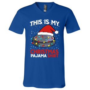 Ice Hockey This Is My Pajama Christmas Gift V-Neck T-Shirt