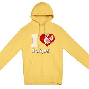 I Heart Taipei Taiwan Floral Gift Premium Pullover Hoodie