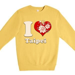 I Heart Taipei Taiwan Floral Gift Premium Crewneck Sweatshirt