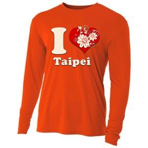 I Heart Taipei Taiwan Floral Gift Cooling Performance Long Sleeve Crew