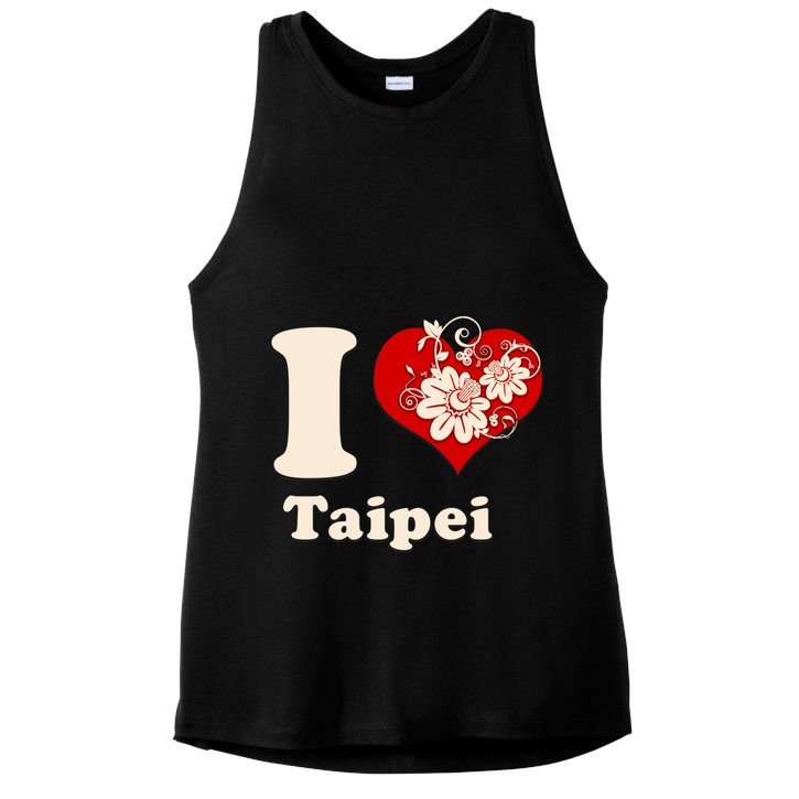I Heart Taipei Taiwan Floral Gift Ladies PosiCharge Tri-Blend Wicking Tank