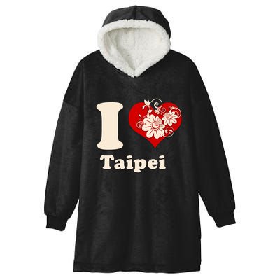 I Heart Taipei Taiwan Floral Gift Hooded Wearable Blanket
