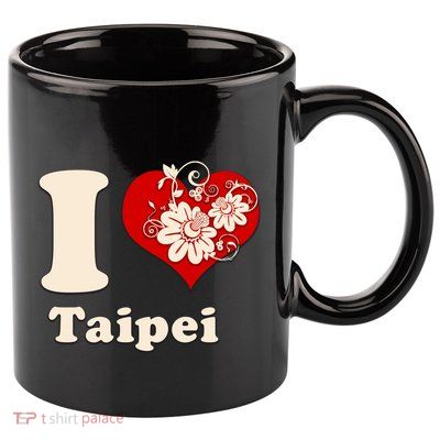 I Heart Taipei Taiwan Floral Gift 11oz C Handle Ceramic Mug