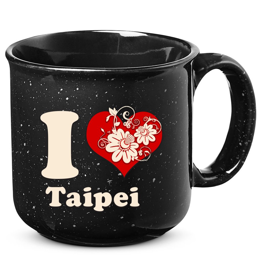 I Heart Taipei Taiwan Floral Gift 15oz Campfire Ceramic Mug